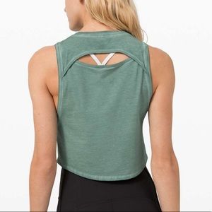 Lululemon Cut Back Crop Tank - Washed Tidewater Teal - Size 6